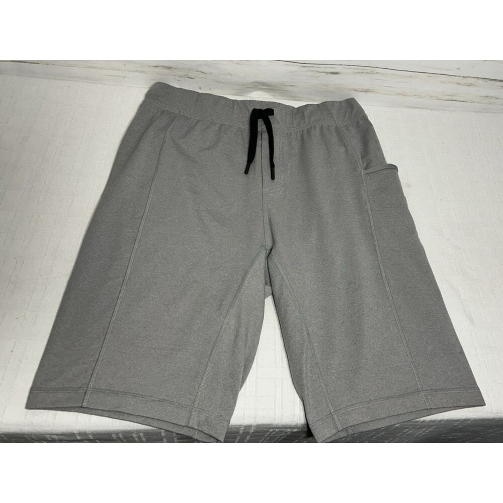 LULULEMON Size LARGE Mens 12" Linerless Long Shorts Solid Gray Athletic Running